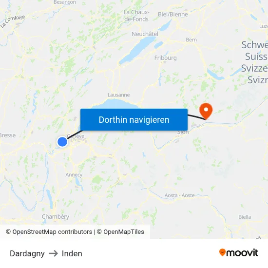 Dardagny to Inden map