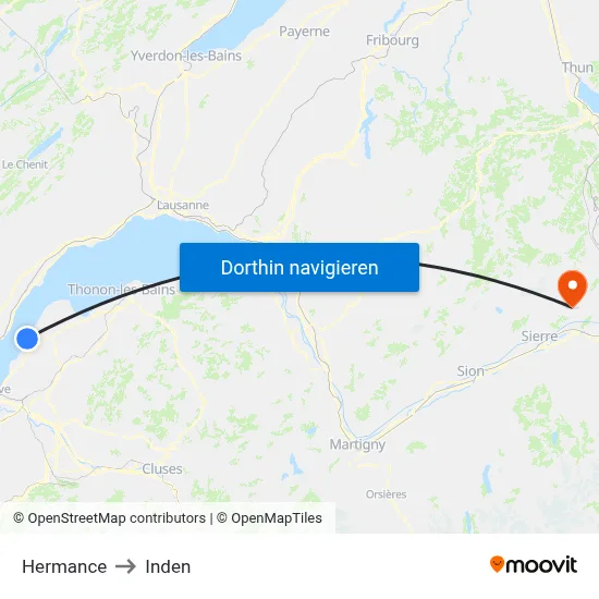 Hermance to Inden map