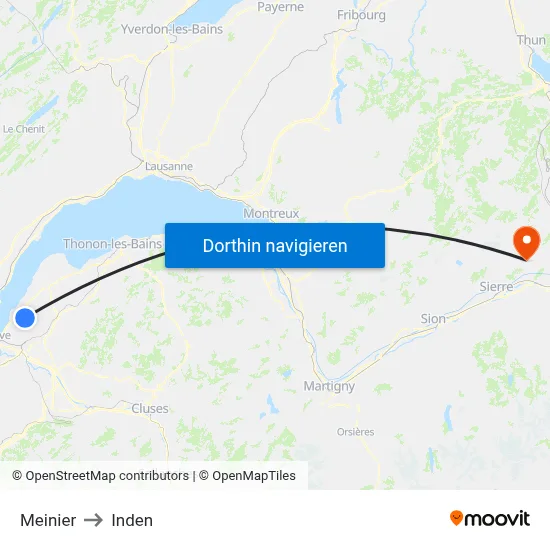 Meinier to Inden map