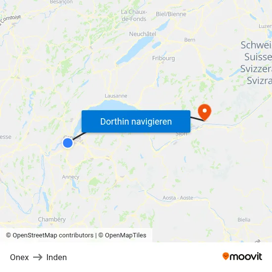 Onex to Inden map