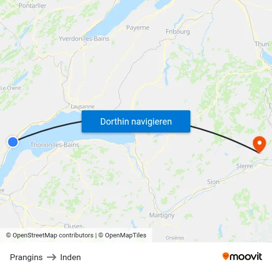 Prangins to Inden map
