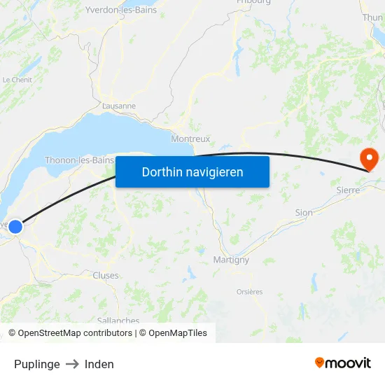 Puplinge to Inden map