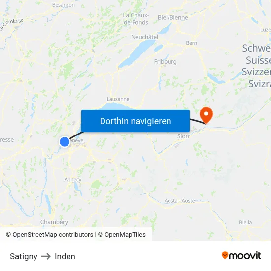 Satigny to Inden map