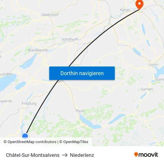 Châtel-Sur-Montsalvens to Niederlenz map