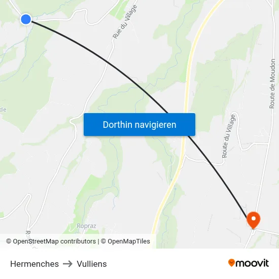 Hermenches to Vulliens map
