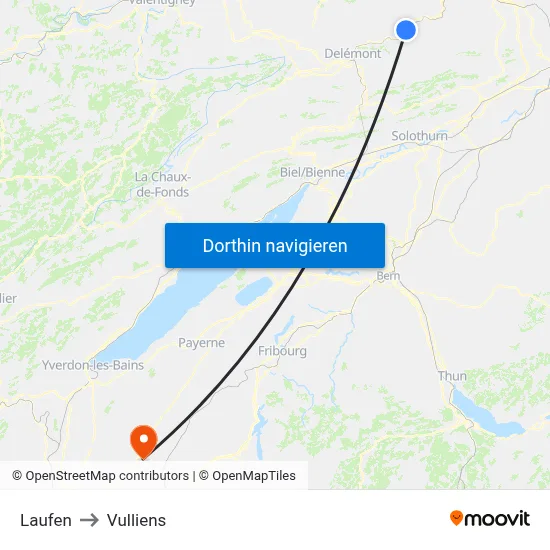 Laufen to Vulliens map
