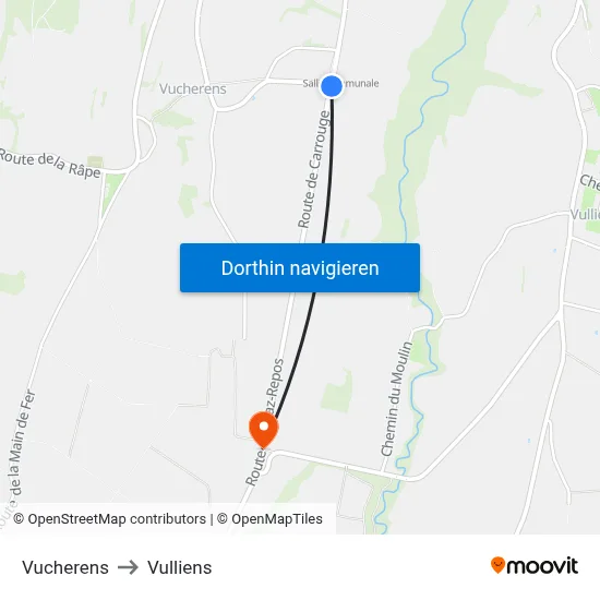Vucherens to Vulliens map
