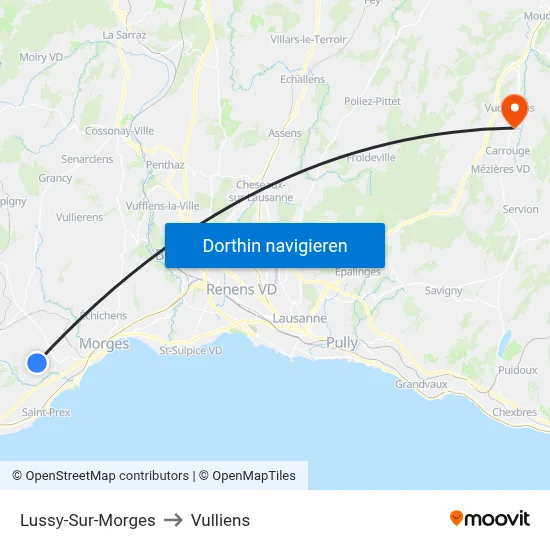 Lussy-Sur-Morges to Vulliens map