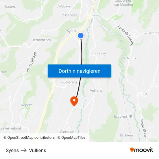 Syens to Vulliens map