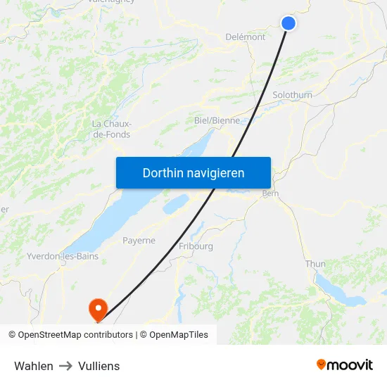 Wahlen to Vulliens map