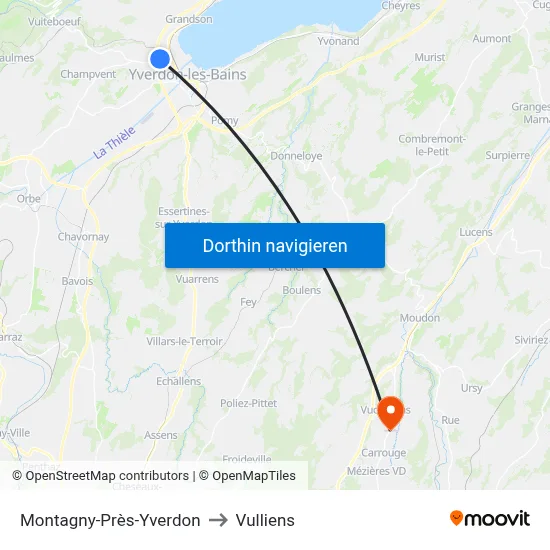 Montagny-Près-Yverdon to Vulliens map