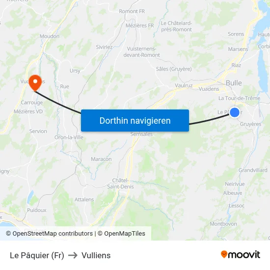 Le Pâquier (Fr) to Vulliens map