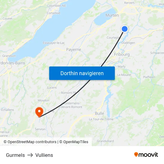 Gurmels to Vulliens map