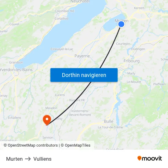 Murten to Vulliens map