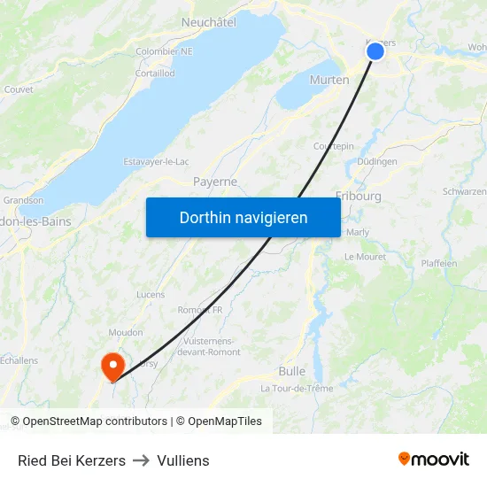 Ried Bei Kerzers to Vulliens map
