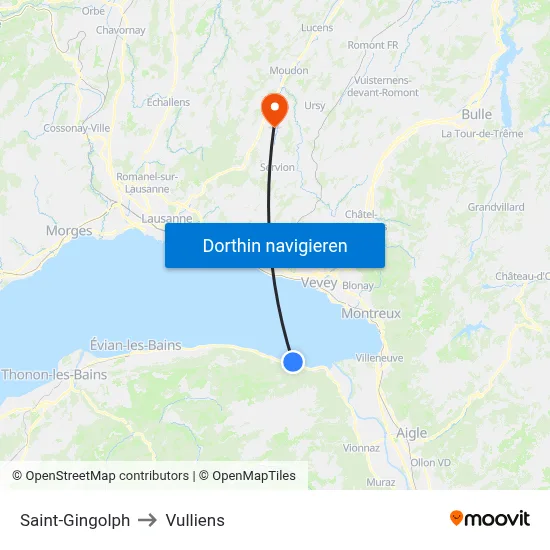 Saint-Gingolph to Vulliens map