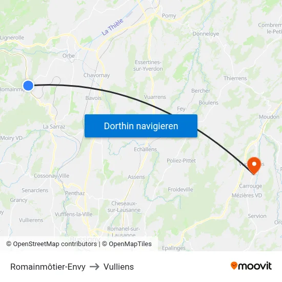 Romainmôtier-Envy to Vulliens map