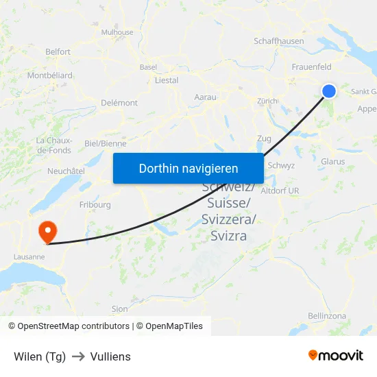 Wilen (Tg) to Vulliens map