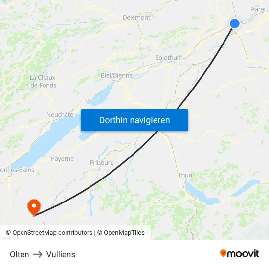 Olten to Vulliens map