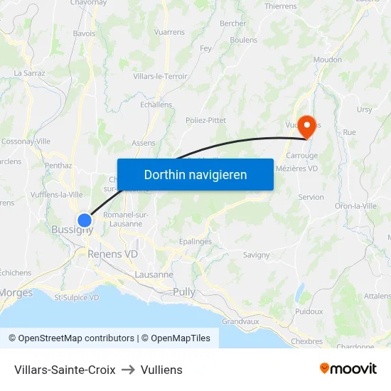 Villars-Sainte-Croix to Vulliens map