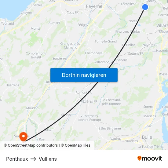 Ponthaux to Vulliens map