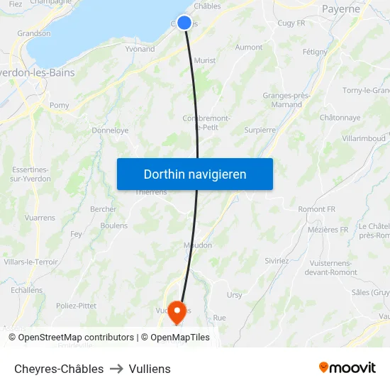 Cheyres-Châbles to Vulliens map