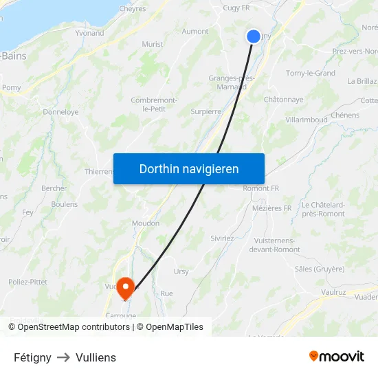 Fétigny to Vulliens map