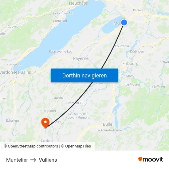 Muntelier to Vulliens map