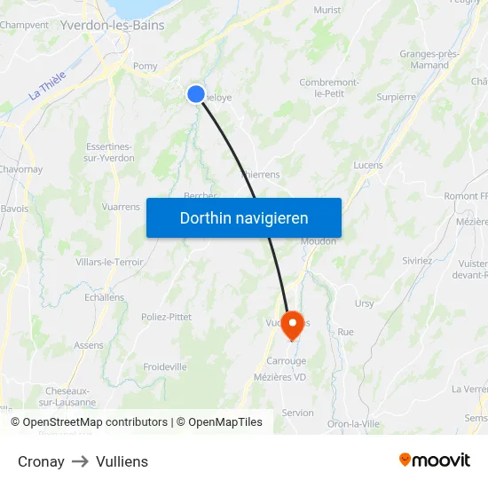 Cronay to Vulliens map