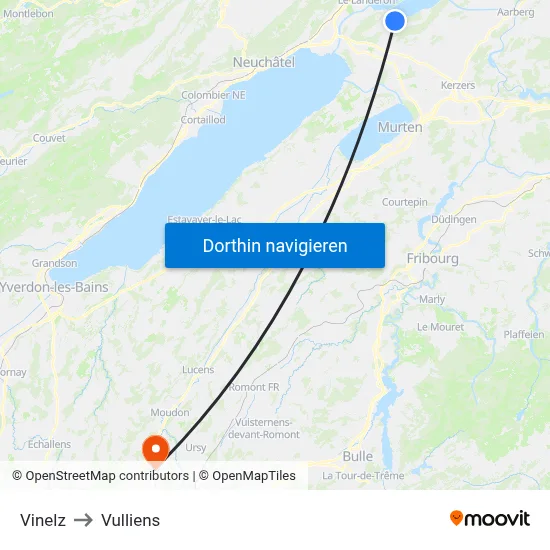 Vinelz to Vulliens map