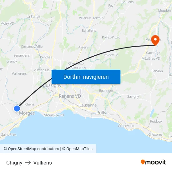Chigny to Vulliens map