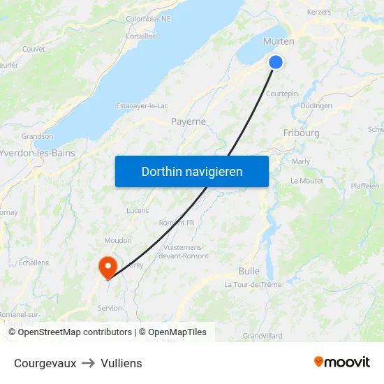 Courgevaux to Vulliens map