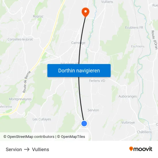 Servion to Vulliens map
