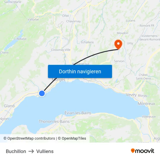 Buchillon to Vulliens map