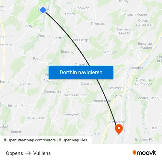 Oppens to Vulliens map