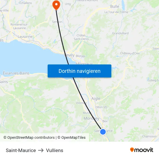 Saint-Maurice to Vulliens map