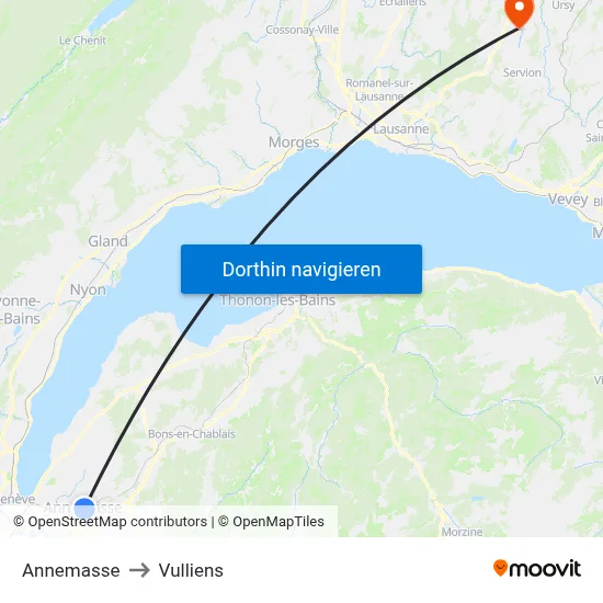 Annemasse to Vulliens map