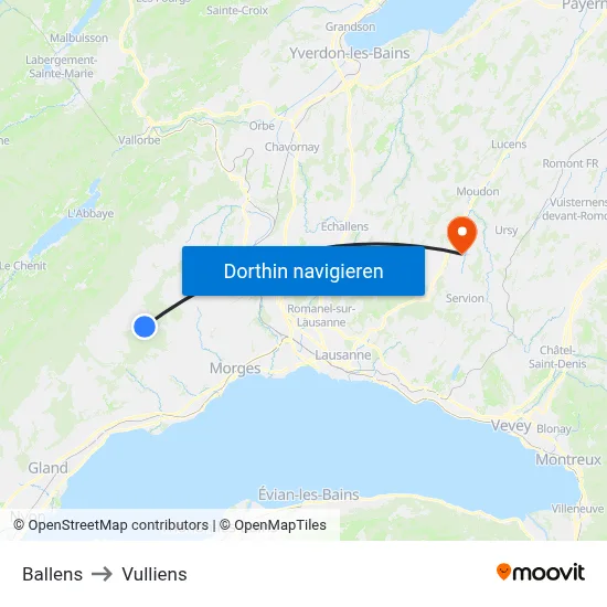 Ballens to Vulliens map