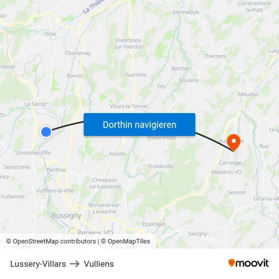 Lussery-Villars to Vulliens map