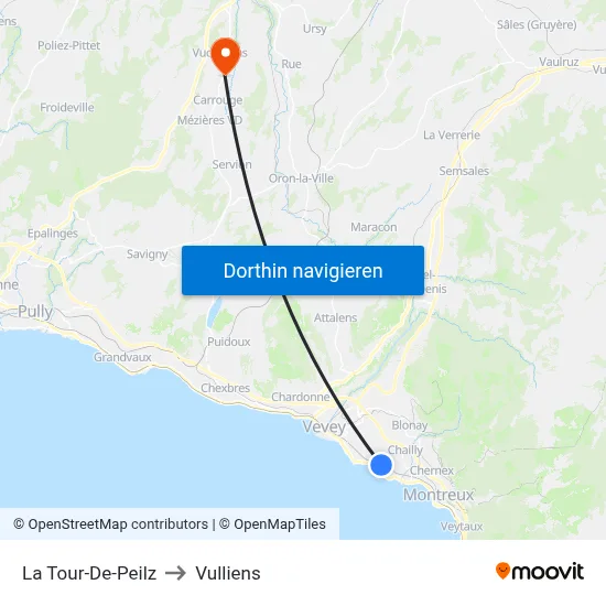 La Tour-De-Peilz to Vulliens map