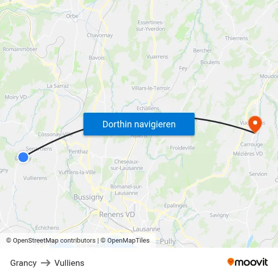 Grancy to Vulliens map