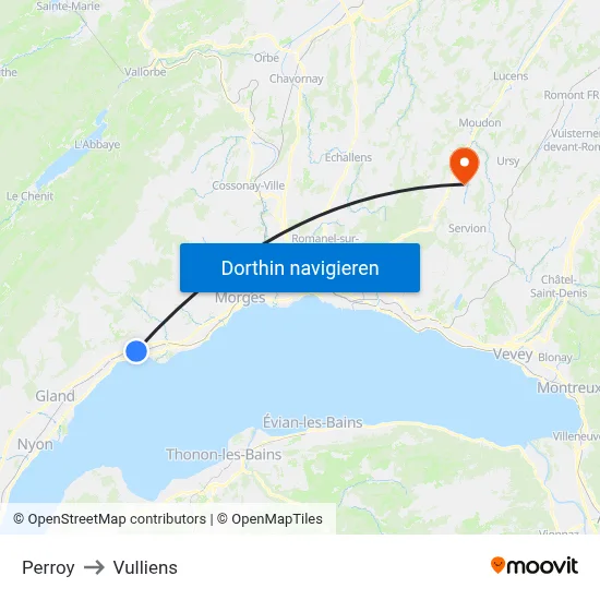 Perroy to Vulliens map