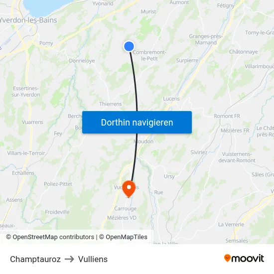 Champtauroz to Vulliens map