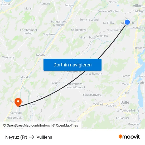 Neyruz (Fr) to Vulliens map