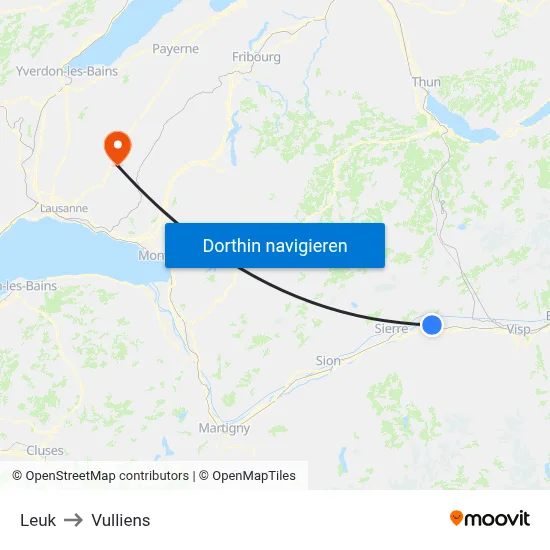 Leuk to Vulliens map