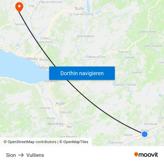 Sion to Vulliens map
