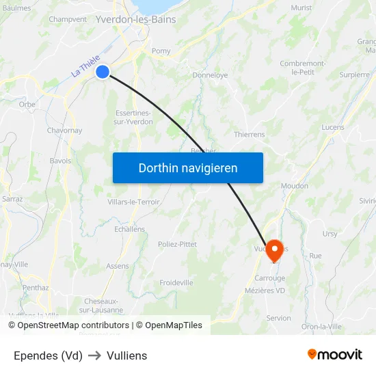 Ependes (Vd) to Vulliens map