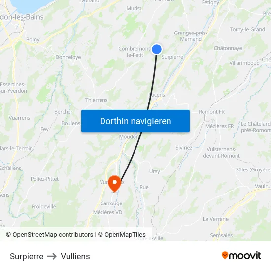 Surpierre to Vulliens map