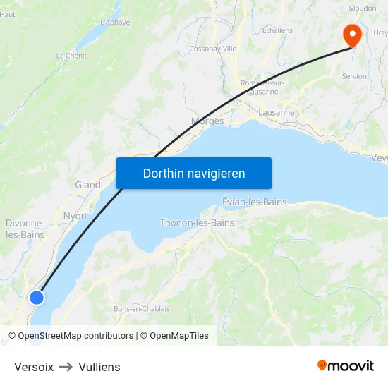 Versoix to Vulliens map