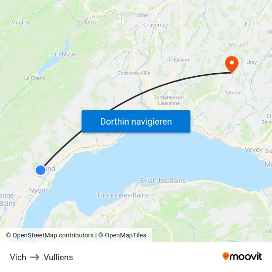Vich to Vulliens map